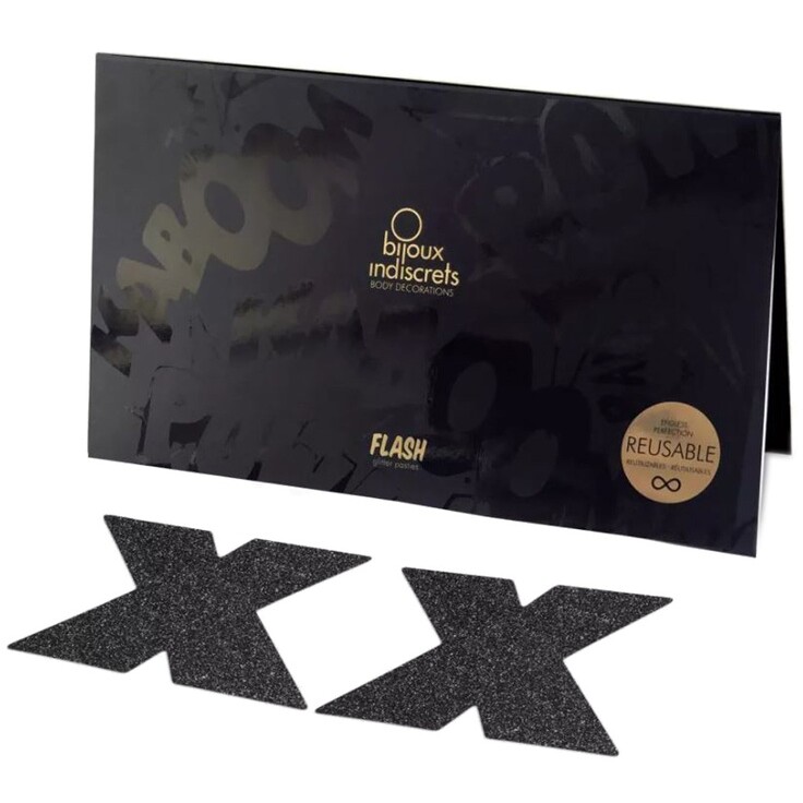 Bijoux de seins - Flash croix - Noir