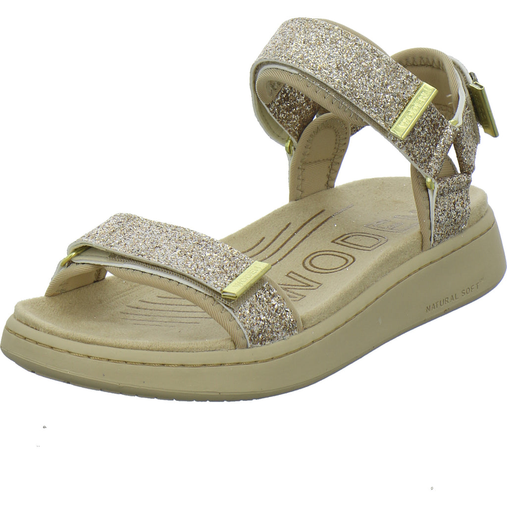 Woden Sandaletten Damen Line Glitter Bronze