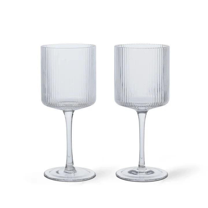 Ferm Living - Ripple Weissweinglas, klar (2er-Set)