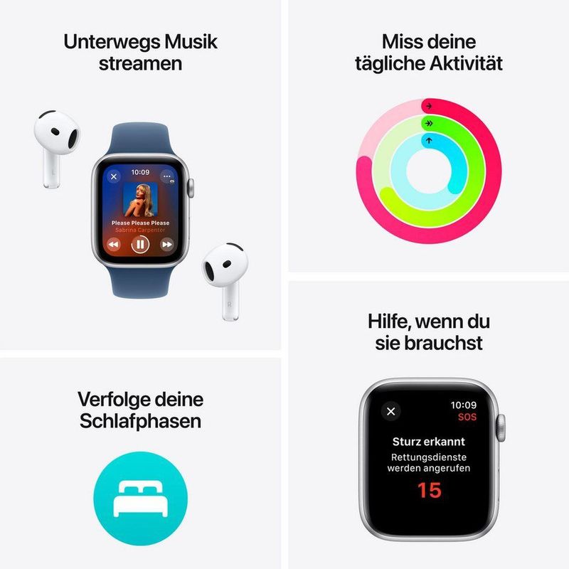 Apple Watch Se GPs + Cellular 40mm Denim Sport Band M/l Smartwatch Silver Aluminium