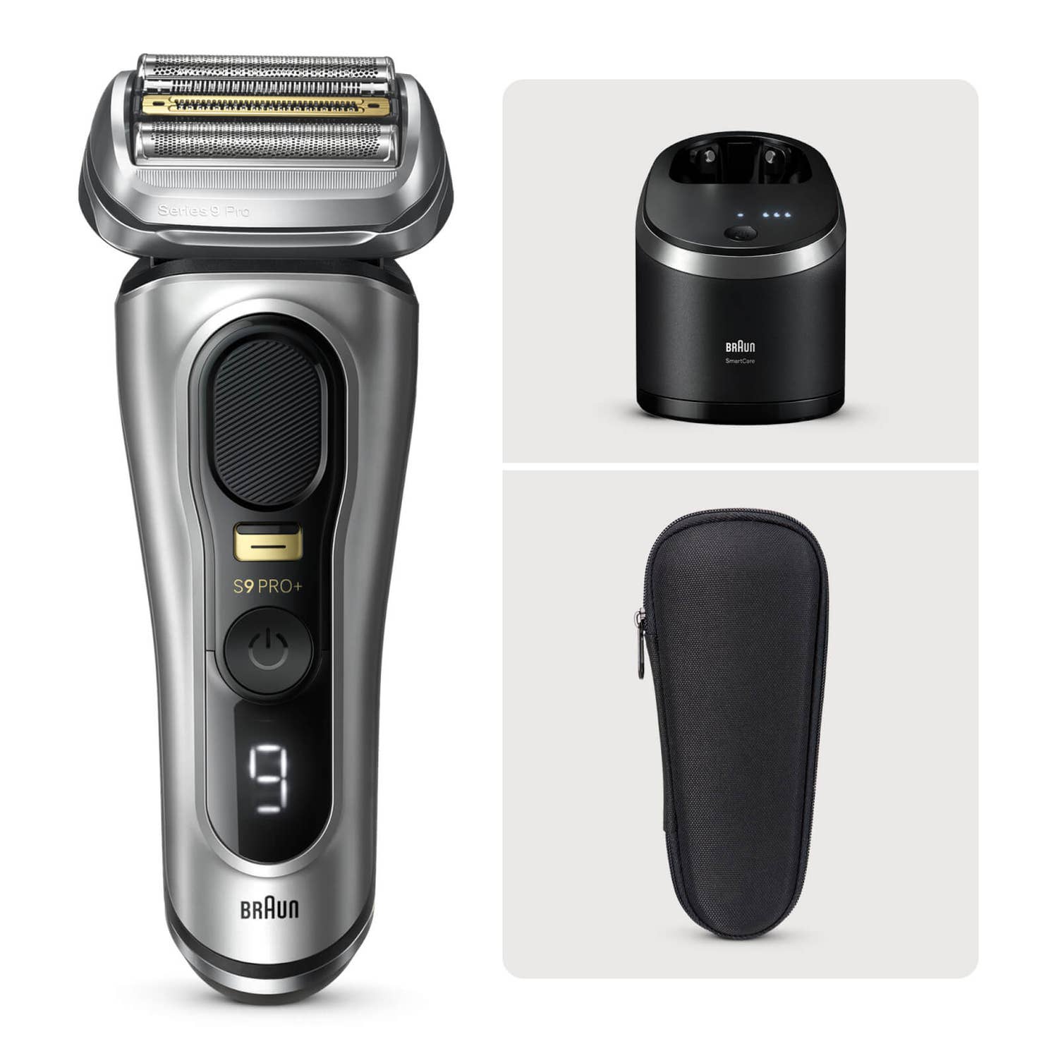 Braun Series 9 Pro+ Elektrorasierer, Reinigungsstation, Wet & Dry, 9567cc, Silber