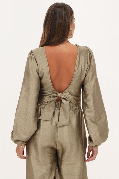 Bronzen top met strik op de achterkant