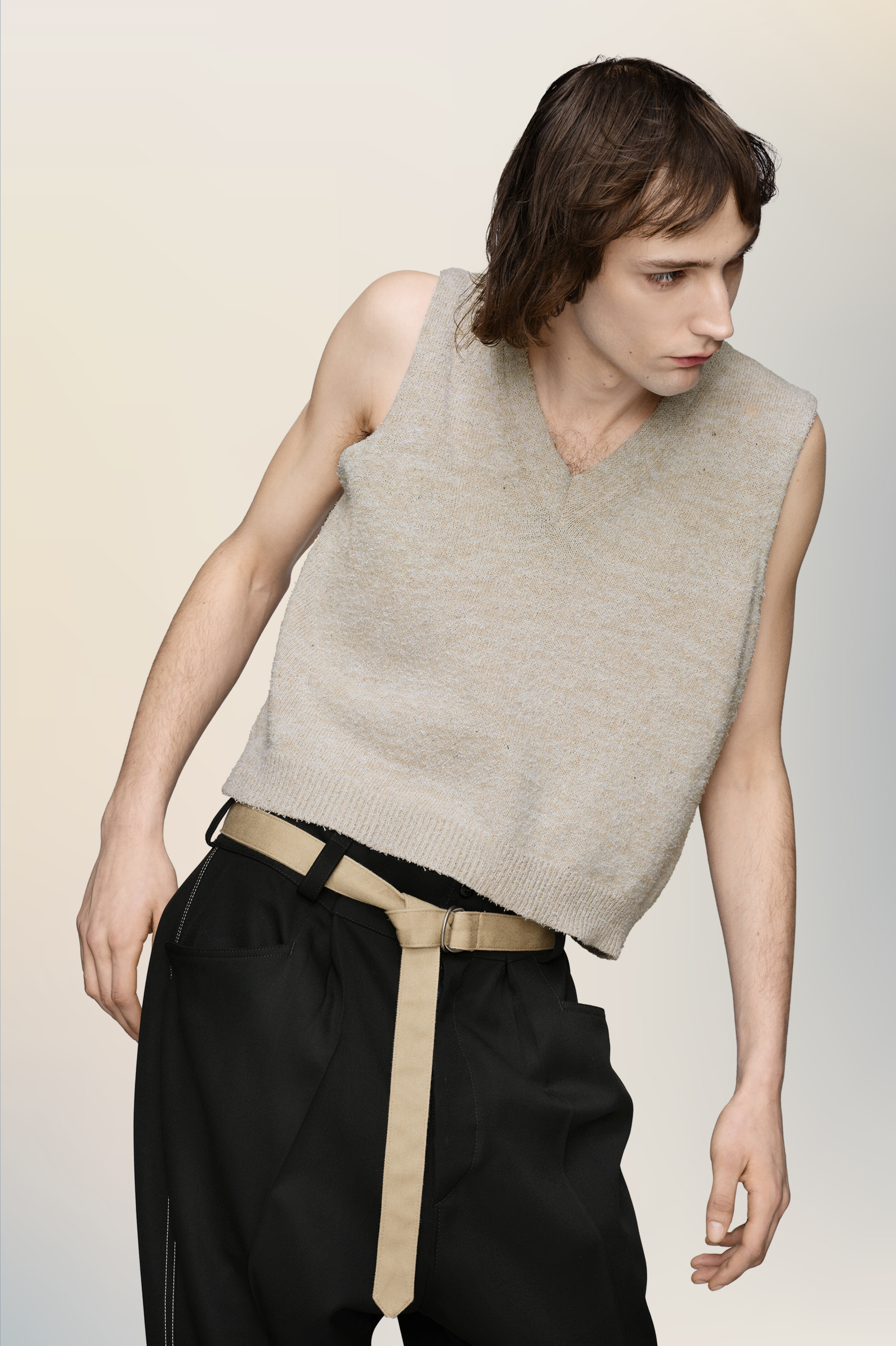 Gilet en maille bleu en coton pour homme