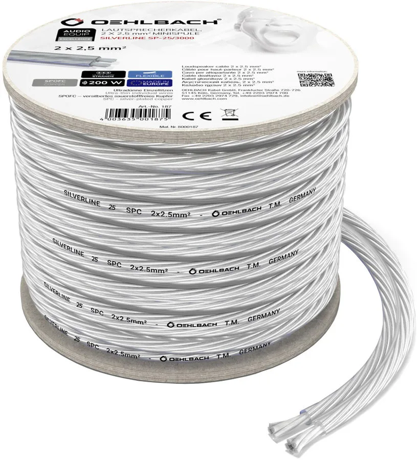 Oehlbach Silverline SP-25 (bobine de 10 m) Câbles d'enceintes en bobine
