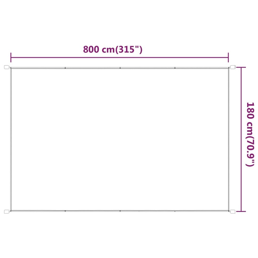 Auvent vertical 180 x 800 cm tissu oxford anthracite
