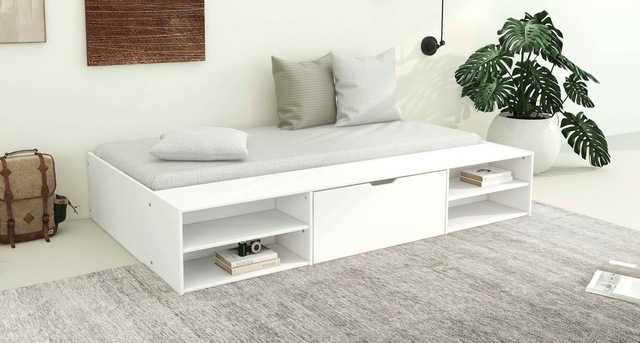 Home affaire Bett »Magdala« Breite/ Belastbarkeit: 120cm/200 KG, 90cm/ 100KG,  aus MDF, Breite Liegefläche 140 cm, Bettkasten optional