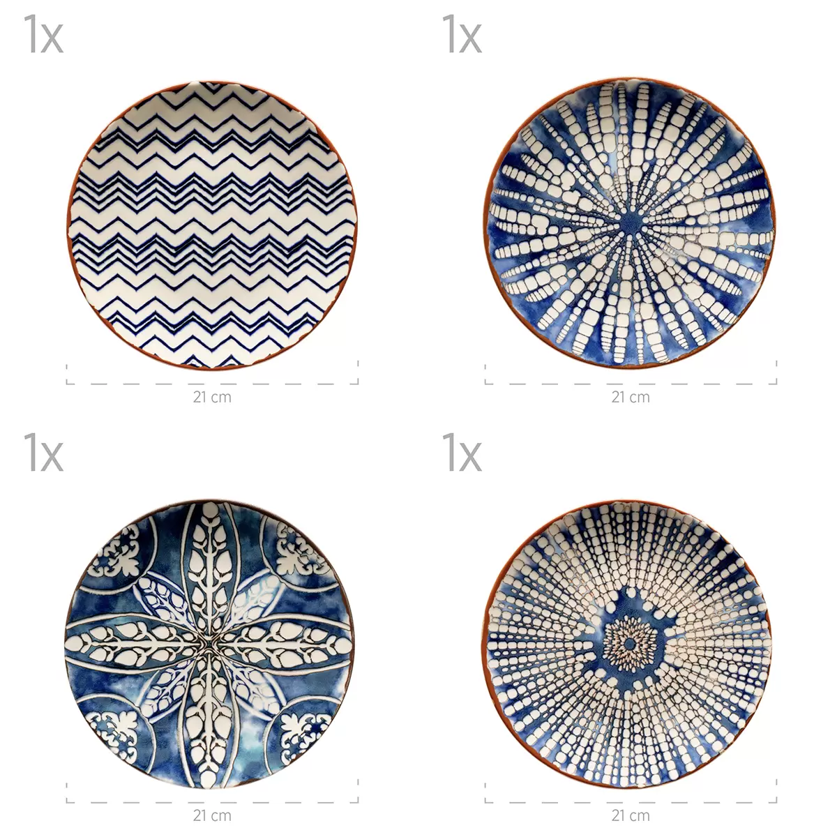 Tafelservice 12tlg. IBERICO BLUE rot,weiss,blau