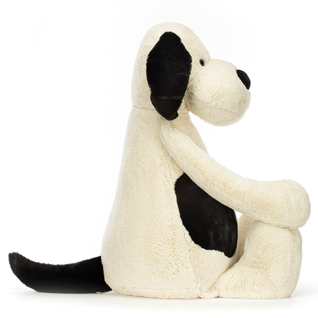 jellycat knuffelhond bashful black & cream puppy - 108 cm