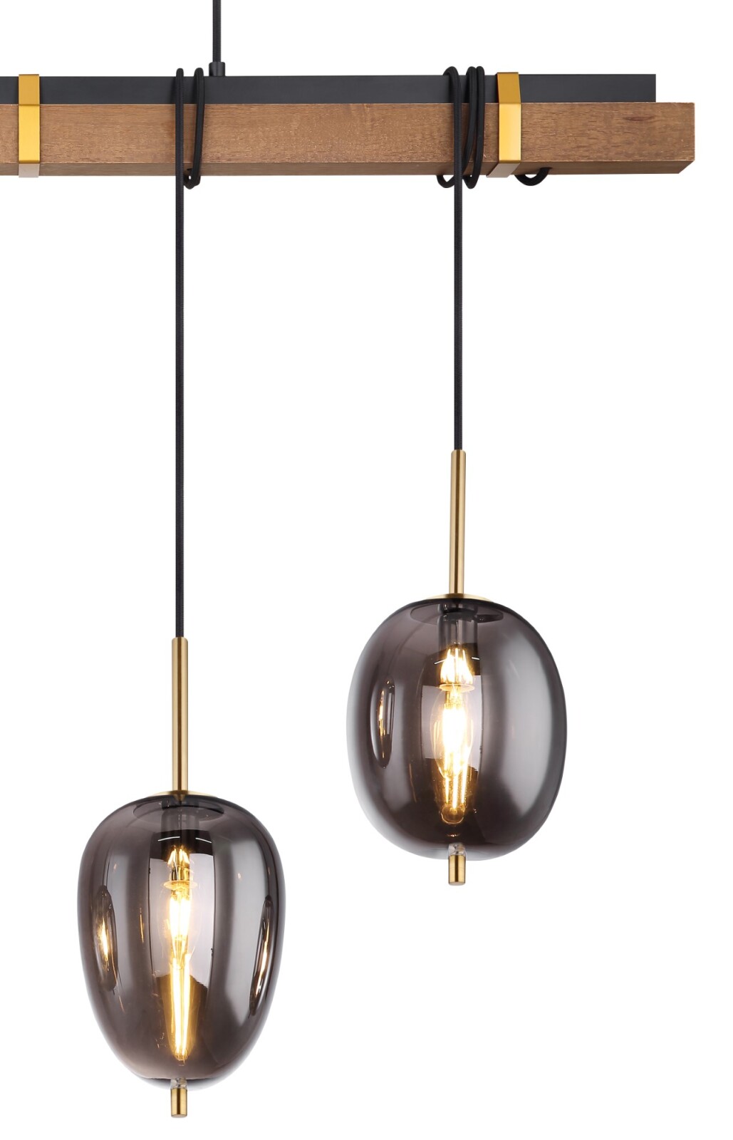 Pendelleuchte - schwarz matt - Holz - 140 cm