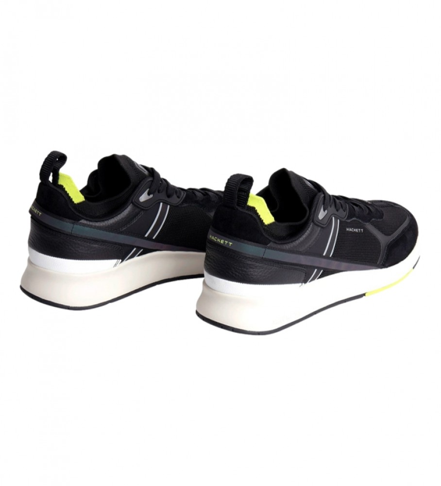 Tênis Hackett H-Runner Tech Pro em couro, preto