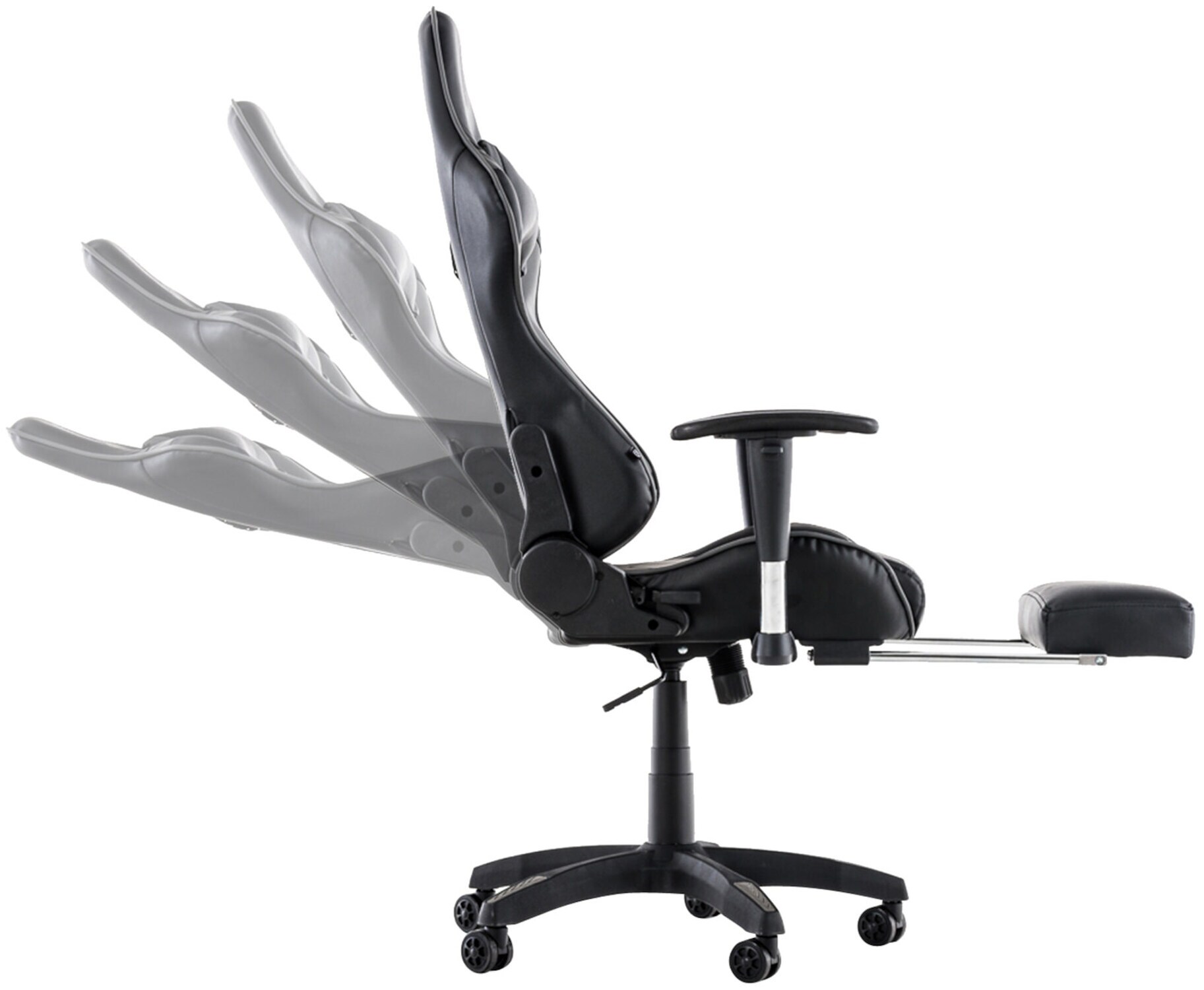 TPFLiving Racing Bürostuhl Turbine mit Fußablage Schwarz/Blau