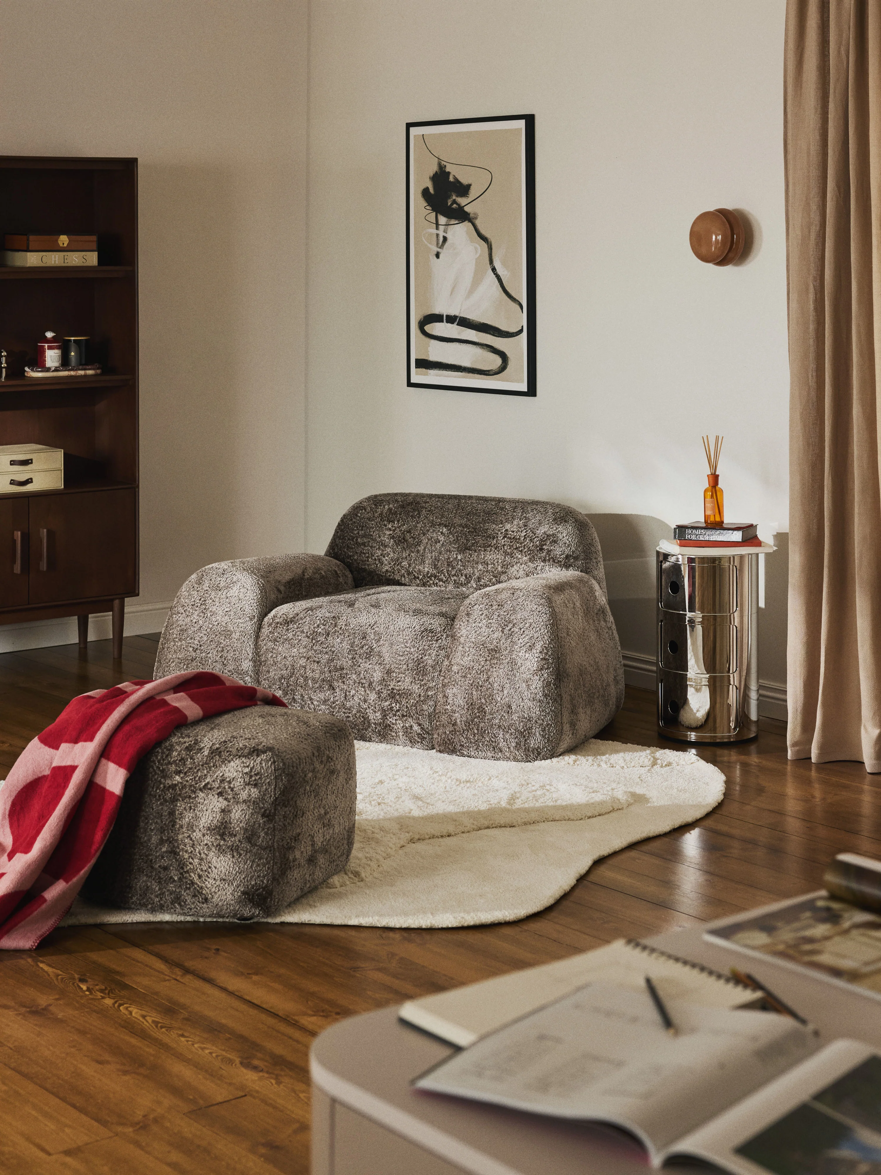 Loungefauteuil Wolke van teddy-bouclé