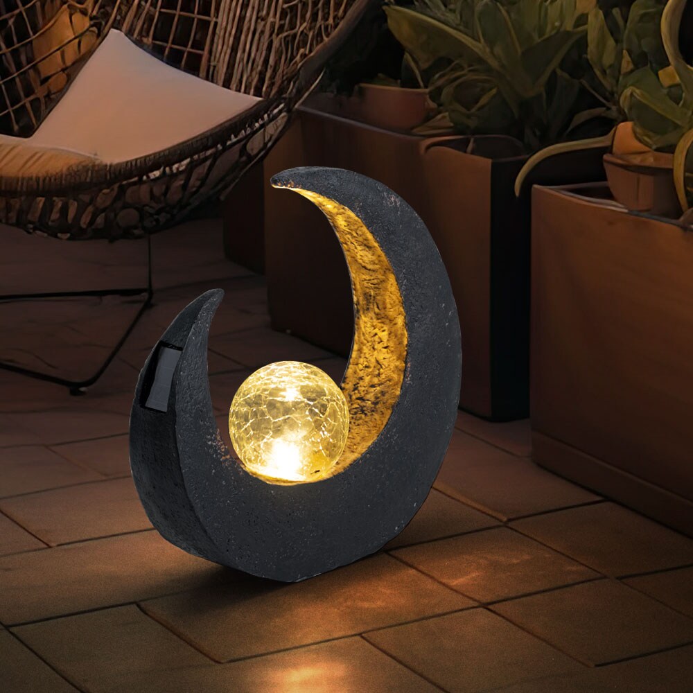 2er Set LED Solarleuchten mit Glas Kugel in Crackle Optik