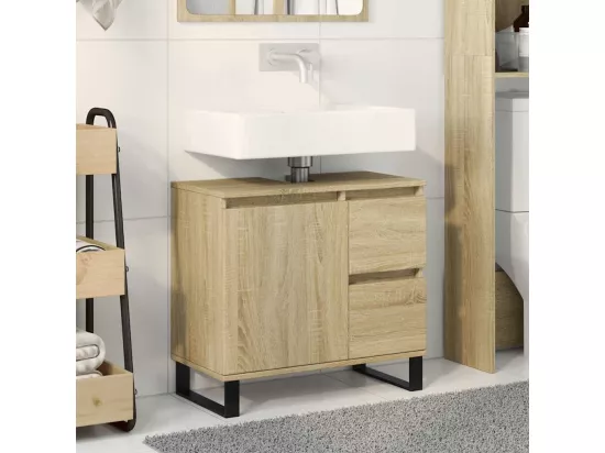 Armoire salle de bain chêne sonoma 65x33x60 cm
