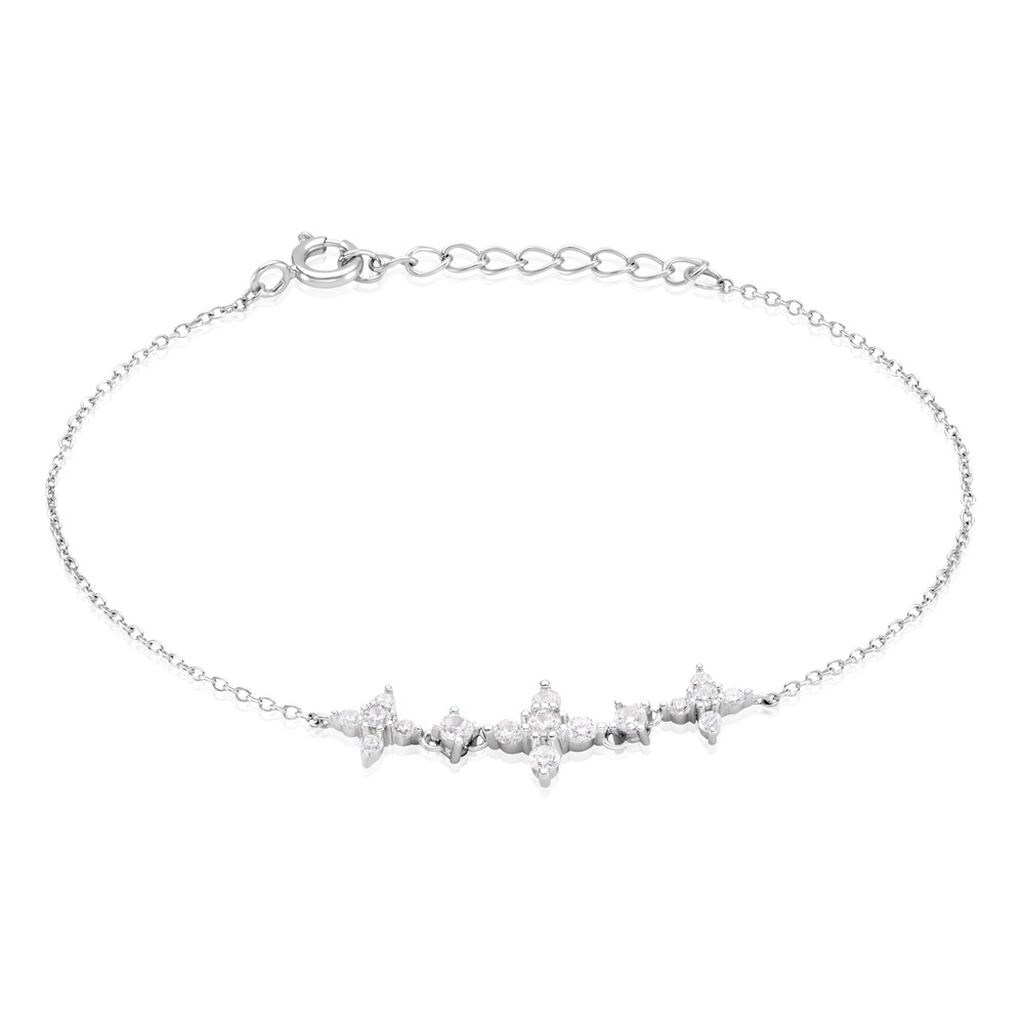 Bracelet Midnight Flower Argent Blanc Oxyde De Zirconium