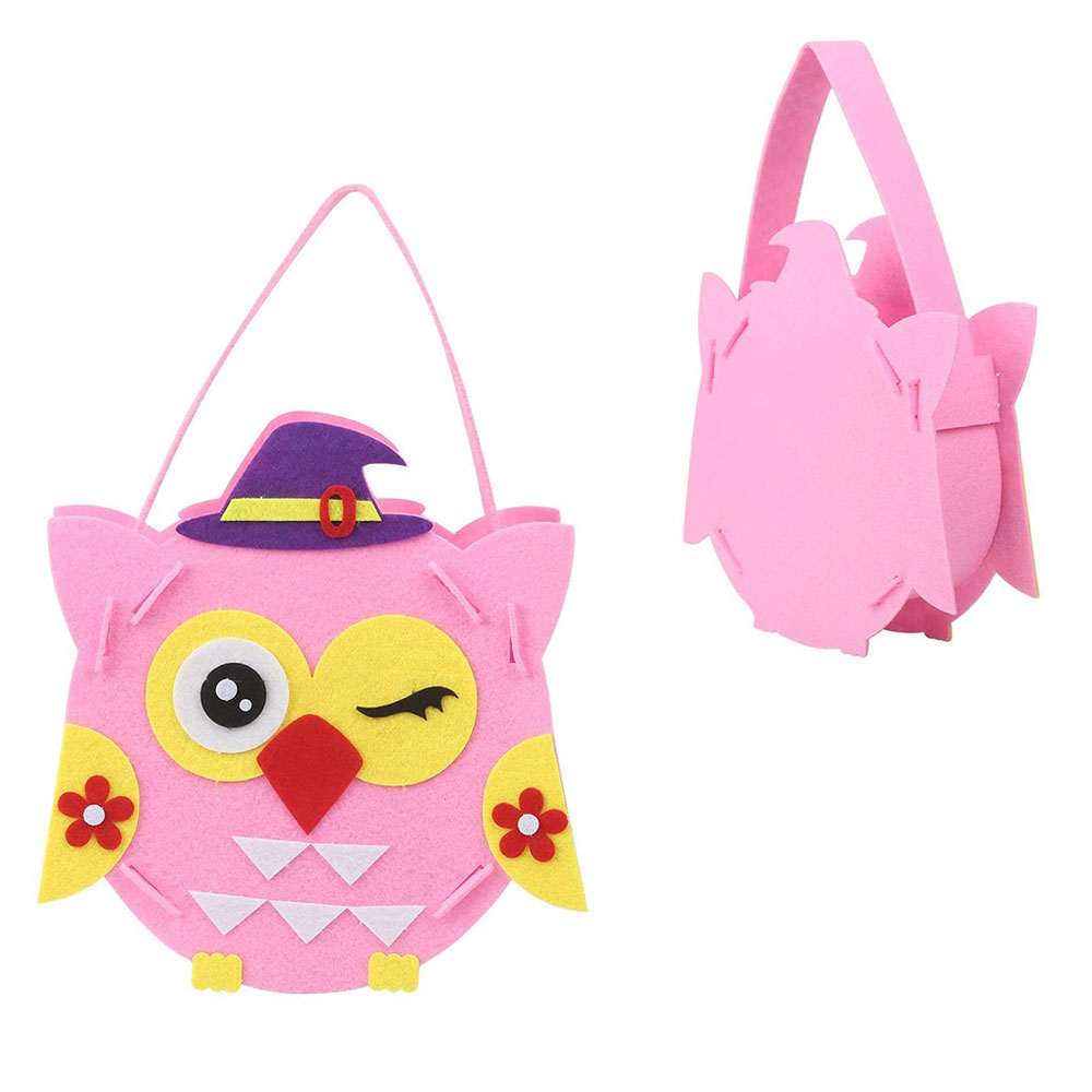 (6er Set) Halloween Bastelset Süssigkeiten Tasche Vliesstoff Geschenkbeutel - Eule / Fledermaus / Kürbis / Totenkopf / Haus
