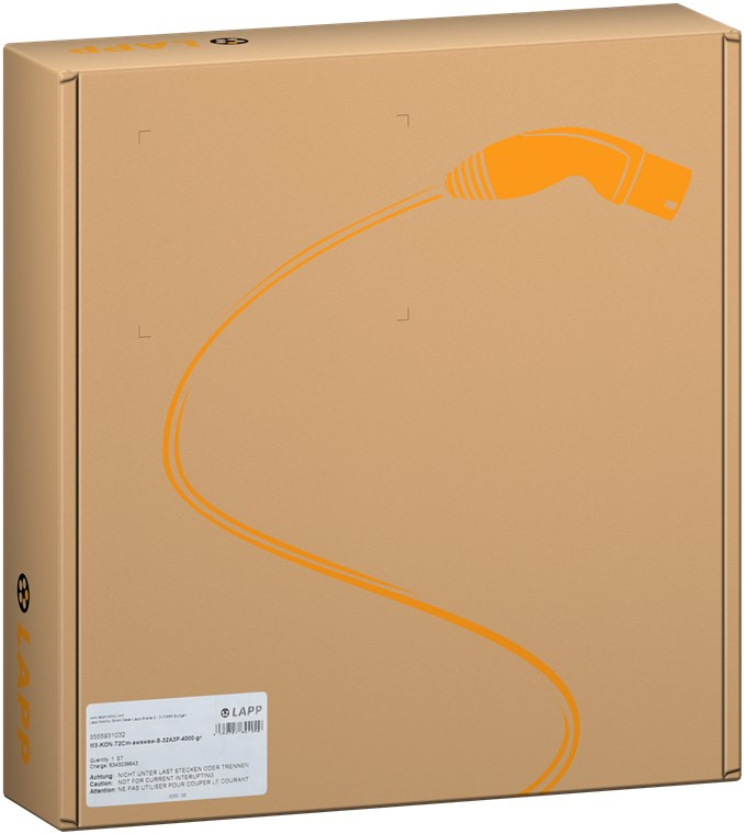(3m) 22kW/32A Elektroauto Ladekabel 3-phasiges Stromkabel für Hybrid- / E-Autos mit Typ 2 Anschluss (65755) - Orange