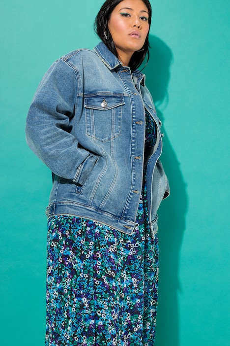 Jeansjacke, oversized, hellgewaschen