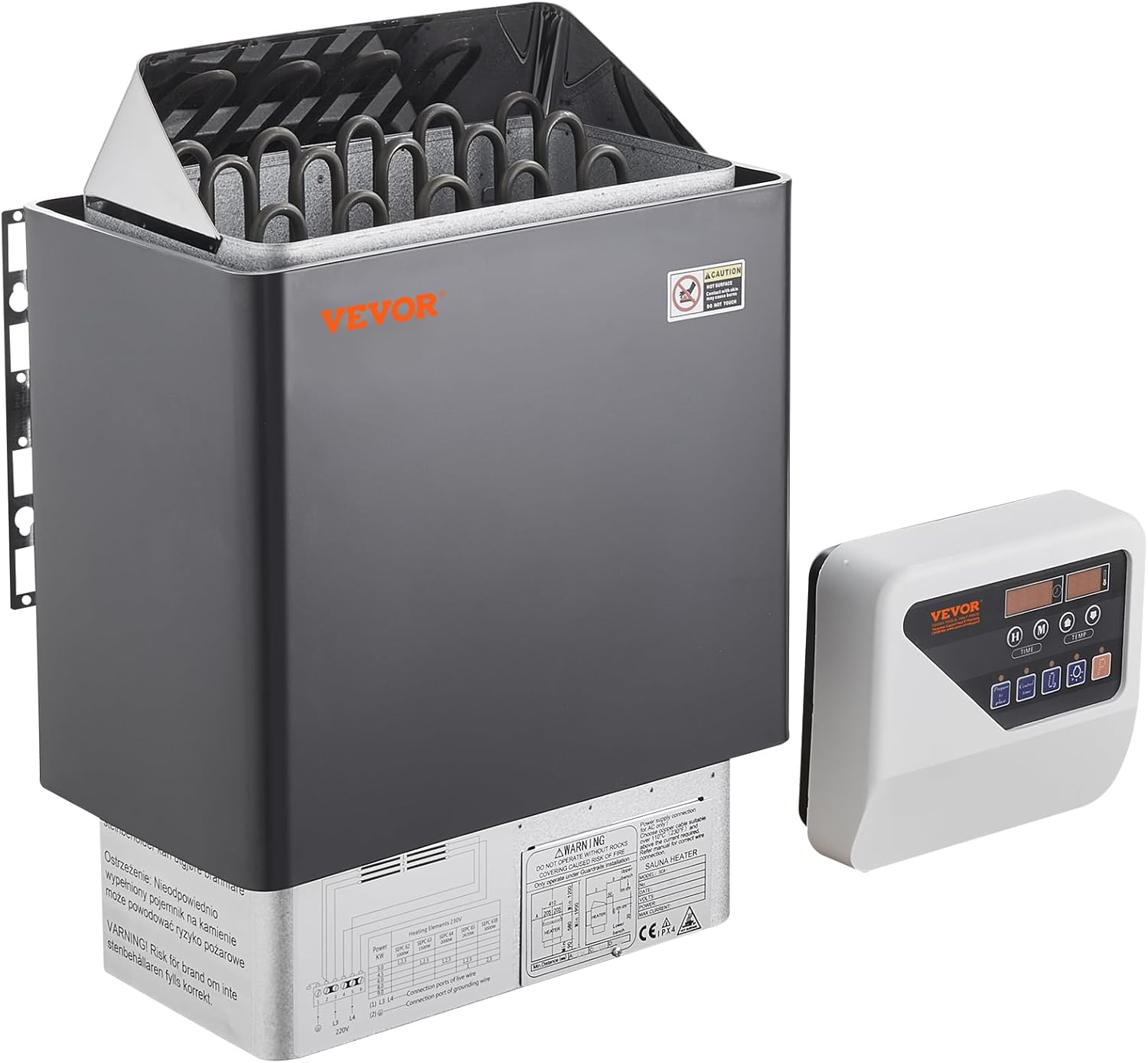 VEVOR Saunaofen, 8 kW, 400 V 3N tragbare Saunaheizung für drinnen & draußen mit 3-Stunden-Timer, digitaler Steuerung für 8–12 m³ großes Zuhause, gewerbliche Nutzung in Hotel-Spa-Duschen, max. 110 °C
