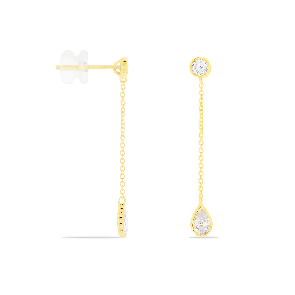 Boucles D'oreilles Pendantes Kadidja Or Jaune Oxyde De Zirconium