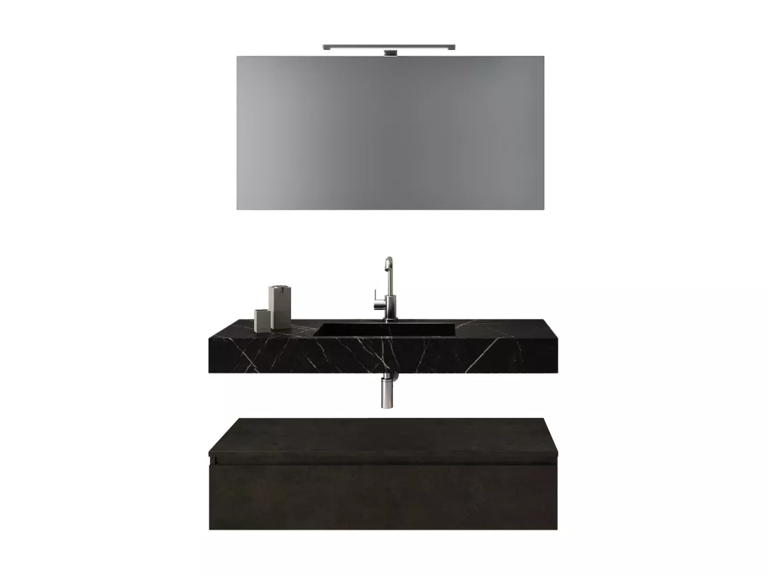 Ensemble de salle de bain 5 pièces ASTRA noir graphite/pierre de lave