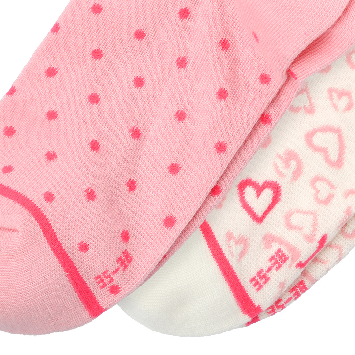 Gina Benotti 2 Paar Damen Socken mit Herzchen und Punkten hellrosa / cremeweiss