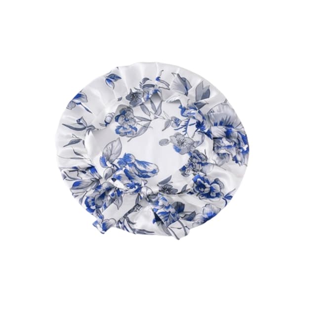 Justerbar Silke Sleep Cap til langt hår, 100% Mulberry Silke Lyseblå