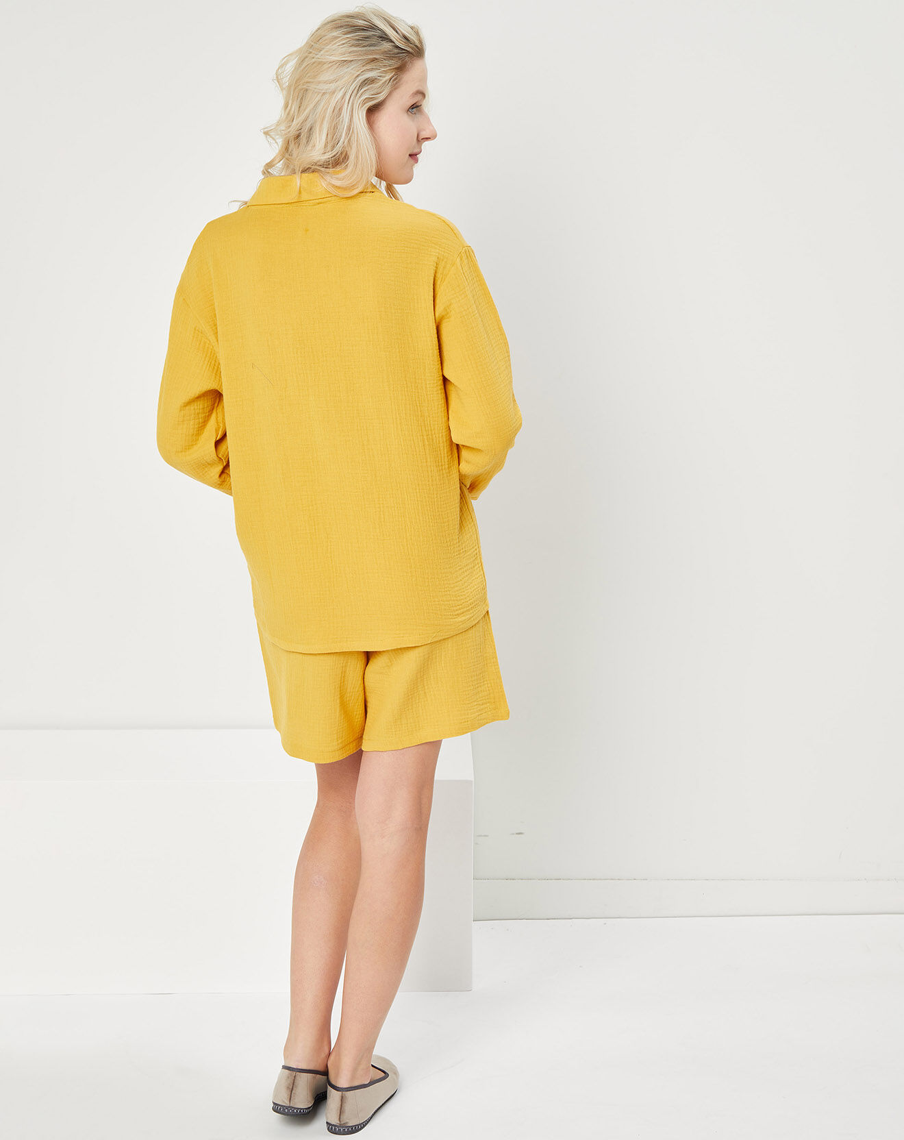 Quartier Latin Pyjama 100% Gaze de Coton Maria Intemporel jaune moutarde