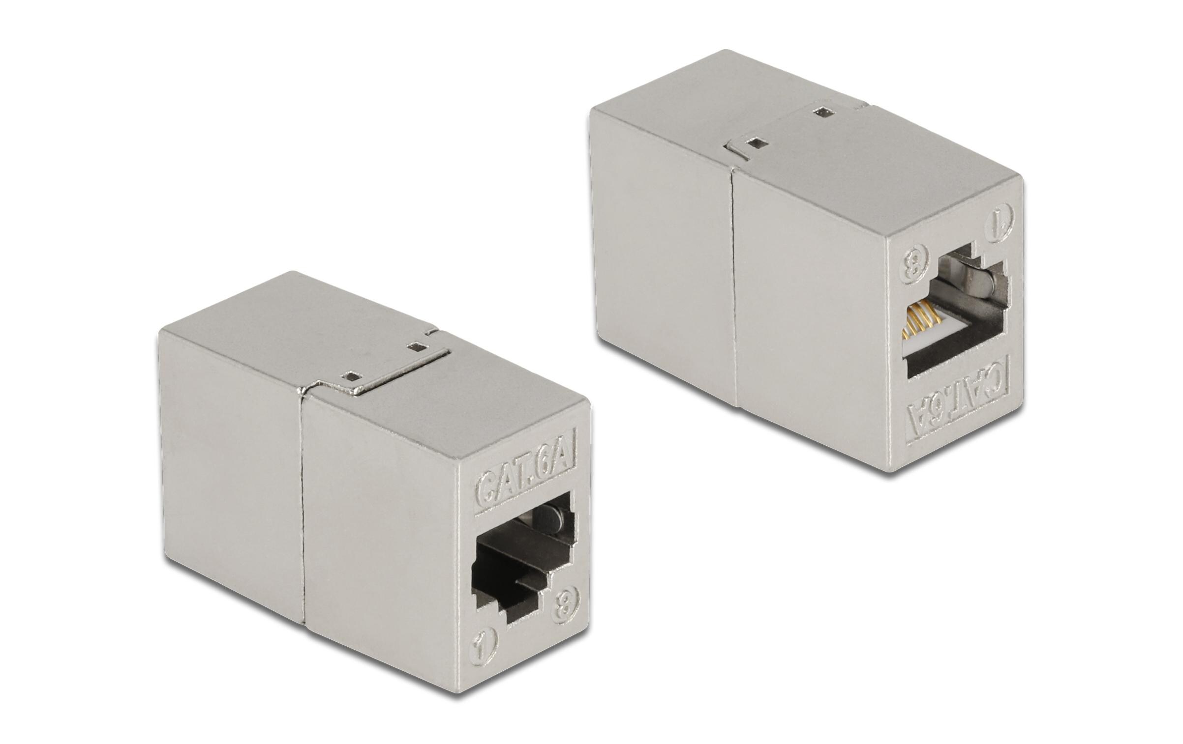 Kupplung RJ45 - RJ45, Cat.6A, Metall 1 StückDelock Adapter RJ45 Buchse zu RJ45 Buchse Cat.6A Metall