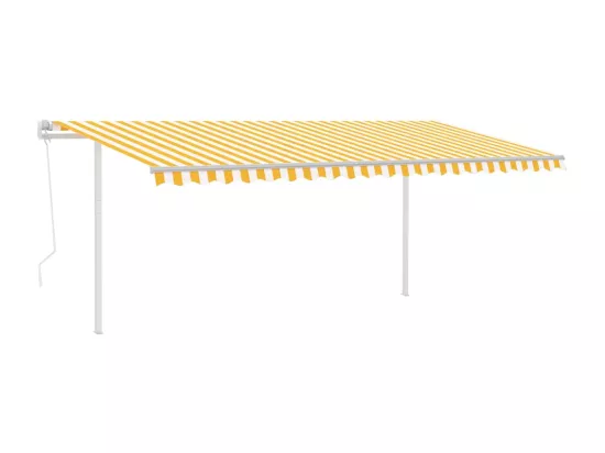 Auvent automatique capteur de vent et LED 5x3 m Jaune et blanc