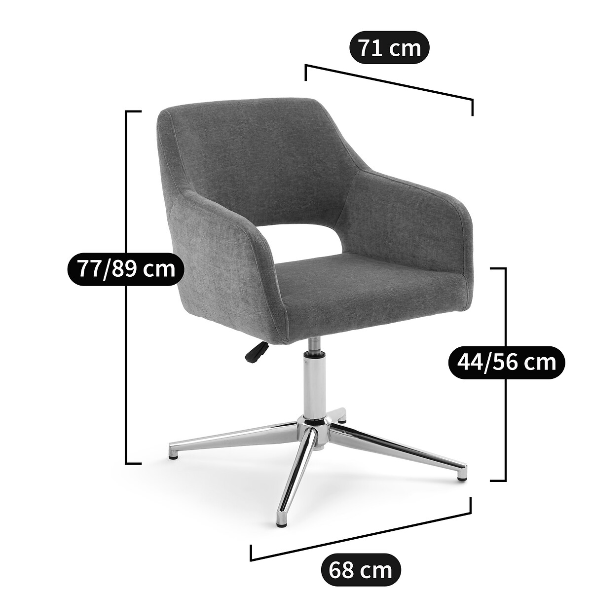 LA REDOUTE INTERIEURS<br>Cadeira de escritório em veludo, Esma