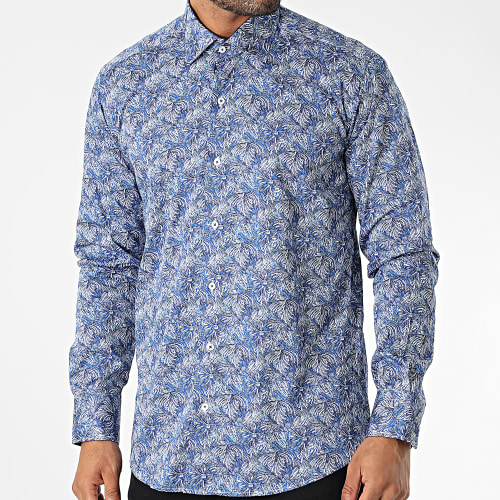 Chemise Manches Longues Floral M6601-1 Bleu Marine