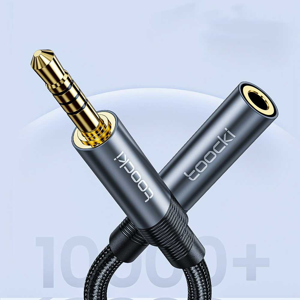 (1m) 3.5mm Audio Klinke Stecker auf 3.5 mm Klinken Buchse Stereo AUX Nylon Verlängerungskabel mit vergoldeten Kontakten - Schwarz