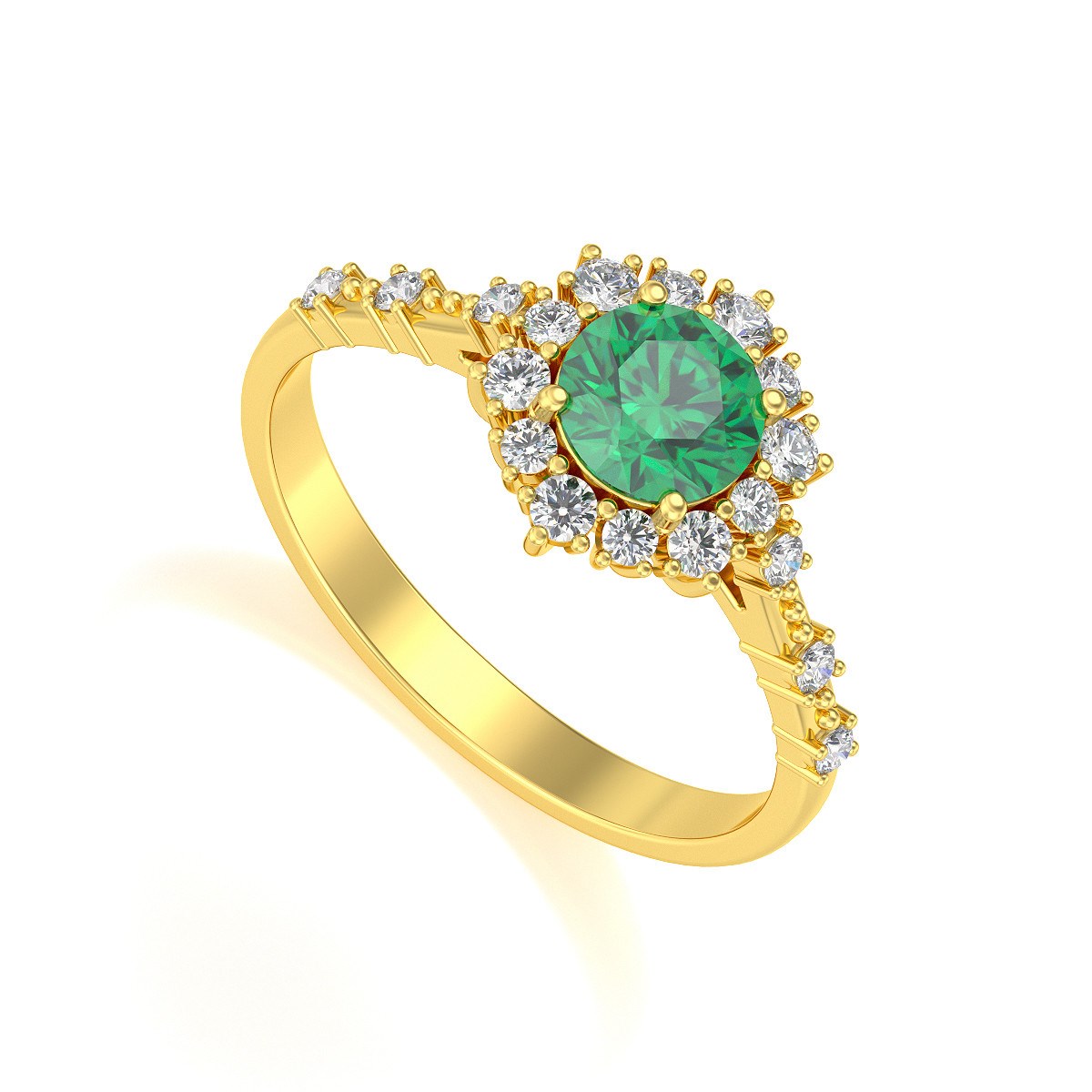Bague ADEN Or 585 Jaune Emeraude et diamants 3.25grs