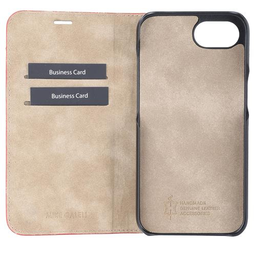 iPhone 16e Echtleder Book Case Tasche Flip Cover Hand Made (MARCIPSE4-M04) - Cherry Tomato