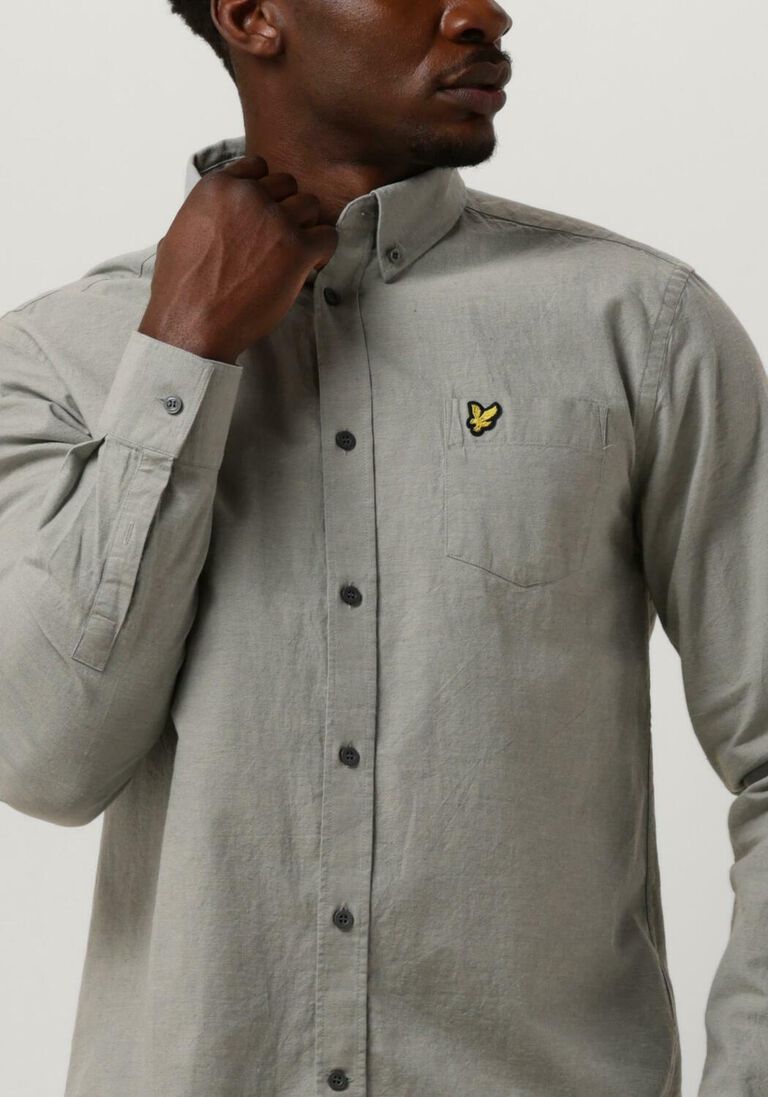 LYLE & SCOTT blauwe lyle & scott casual overhemd cotton linen button down shirt