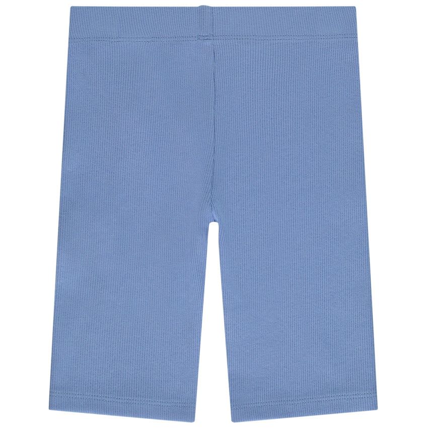Cycliste uni effet côtelé pour fille - Bleu moyen