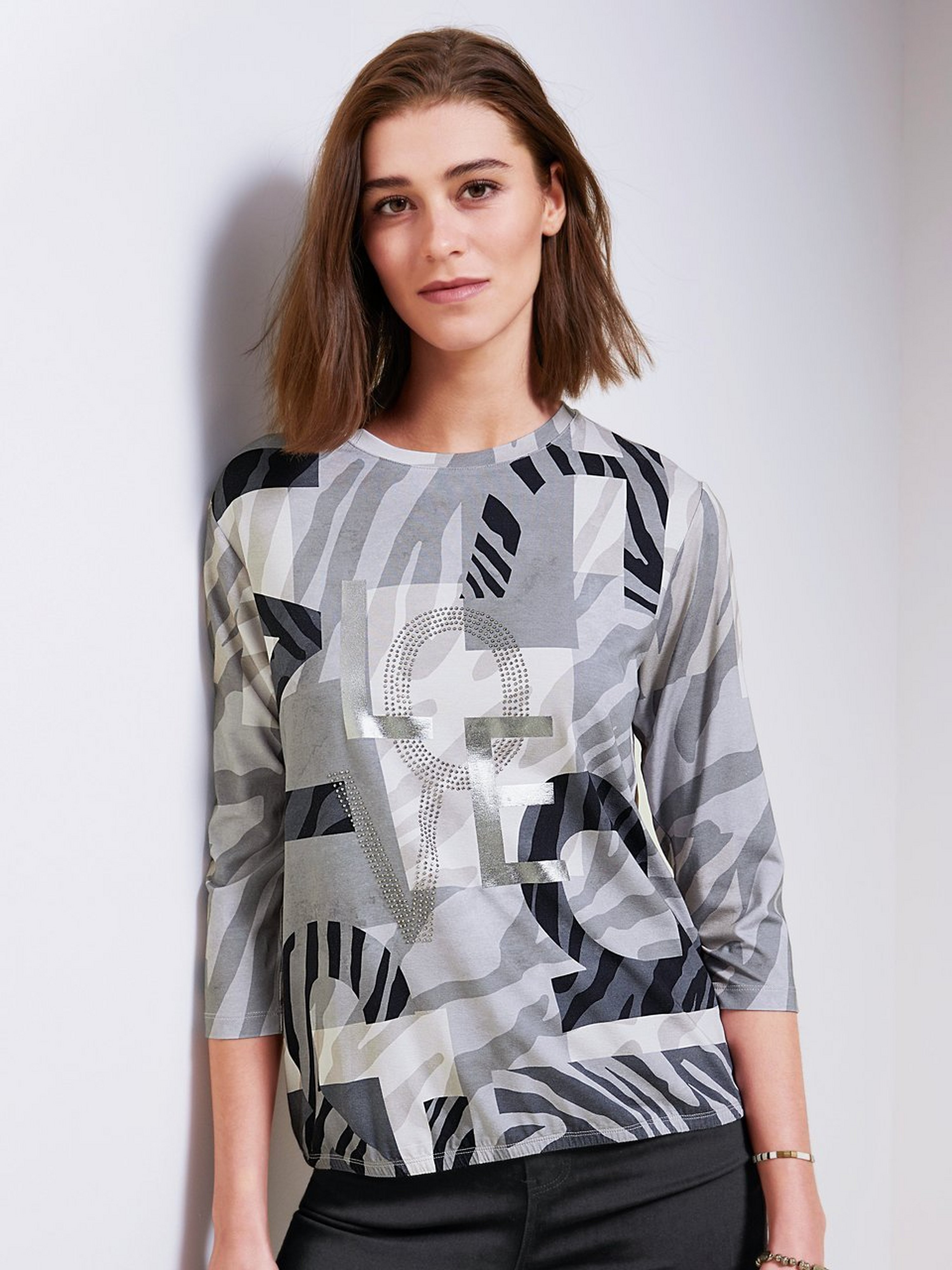 Rundhals-Shirt mit 3/4-Arm