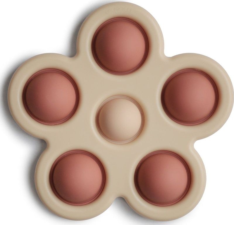 Mushie Bijtspeeltje Flower Press Toy | Rose | Pop It