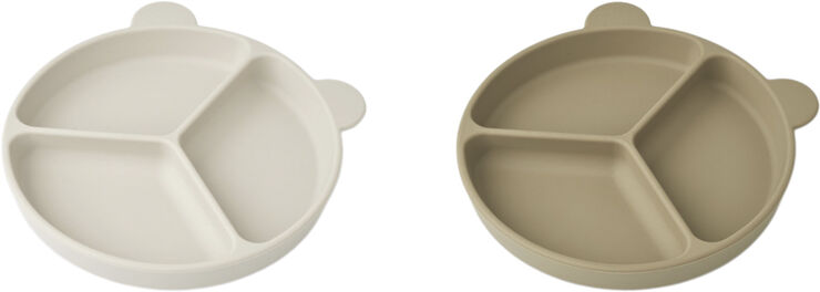 Liewood Stacy divider suction plate 2-pack Sandy / oat mix