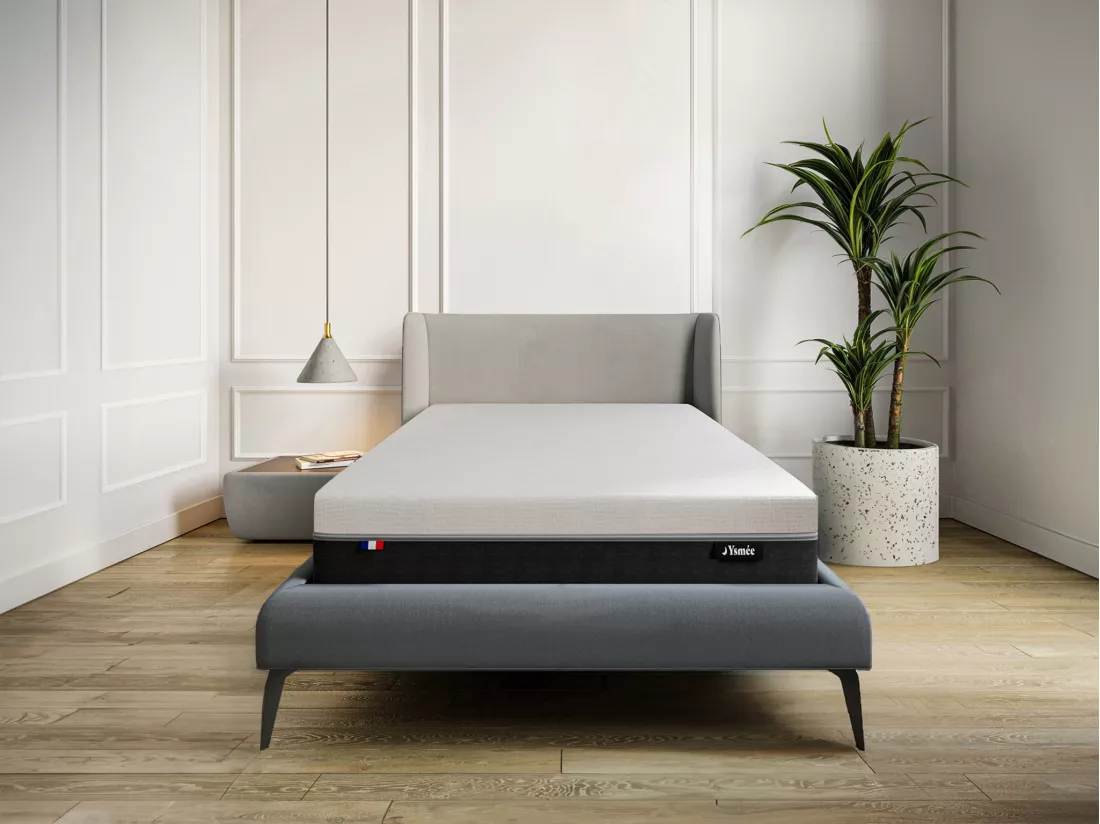 Matelas 90 x 190 cm hybride anti-feu ressorts ensachés 7 zones et mémoire de forme ép.29cm - SIVA de YSMÉE