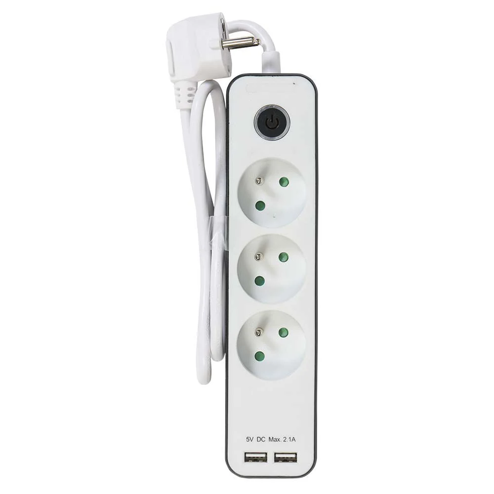 Bloc multiprise x3 port usb x2 interrupteur et protection enfant