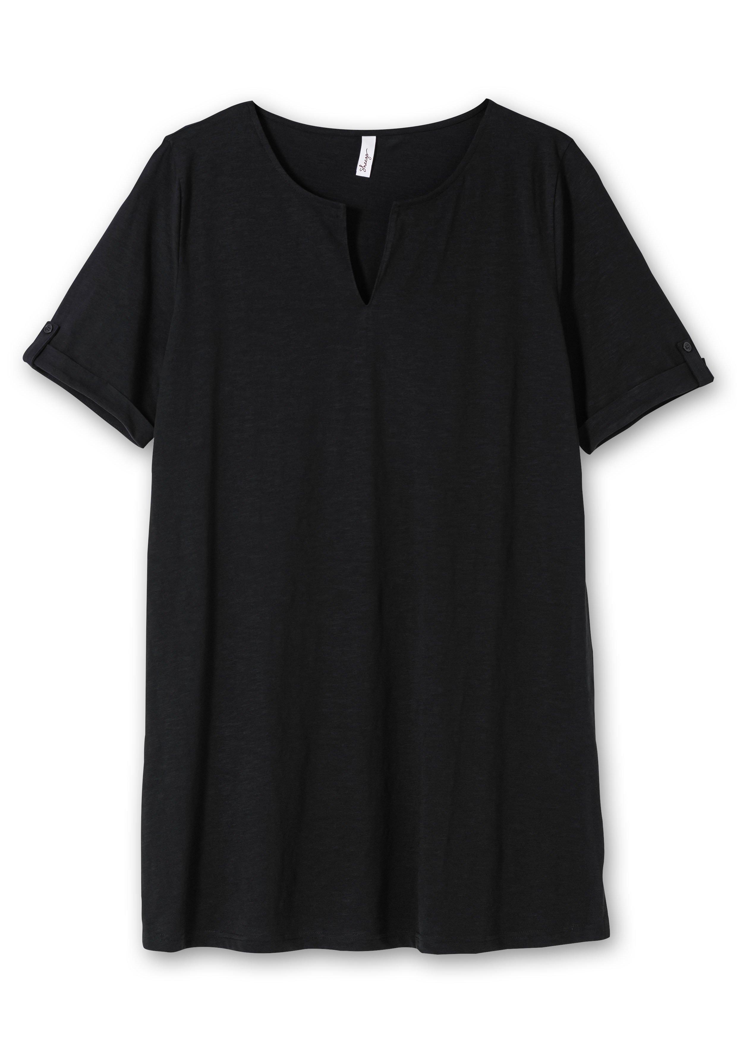 Longshirt mit geschlitztem Ausschnitt
