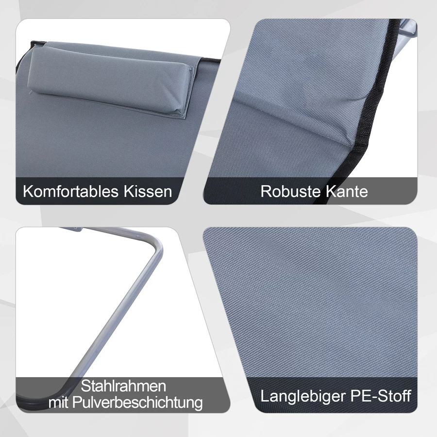 Outsunny Strandmatte mit verstellbarer Rückenlehne grau