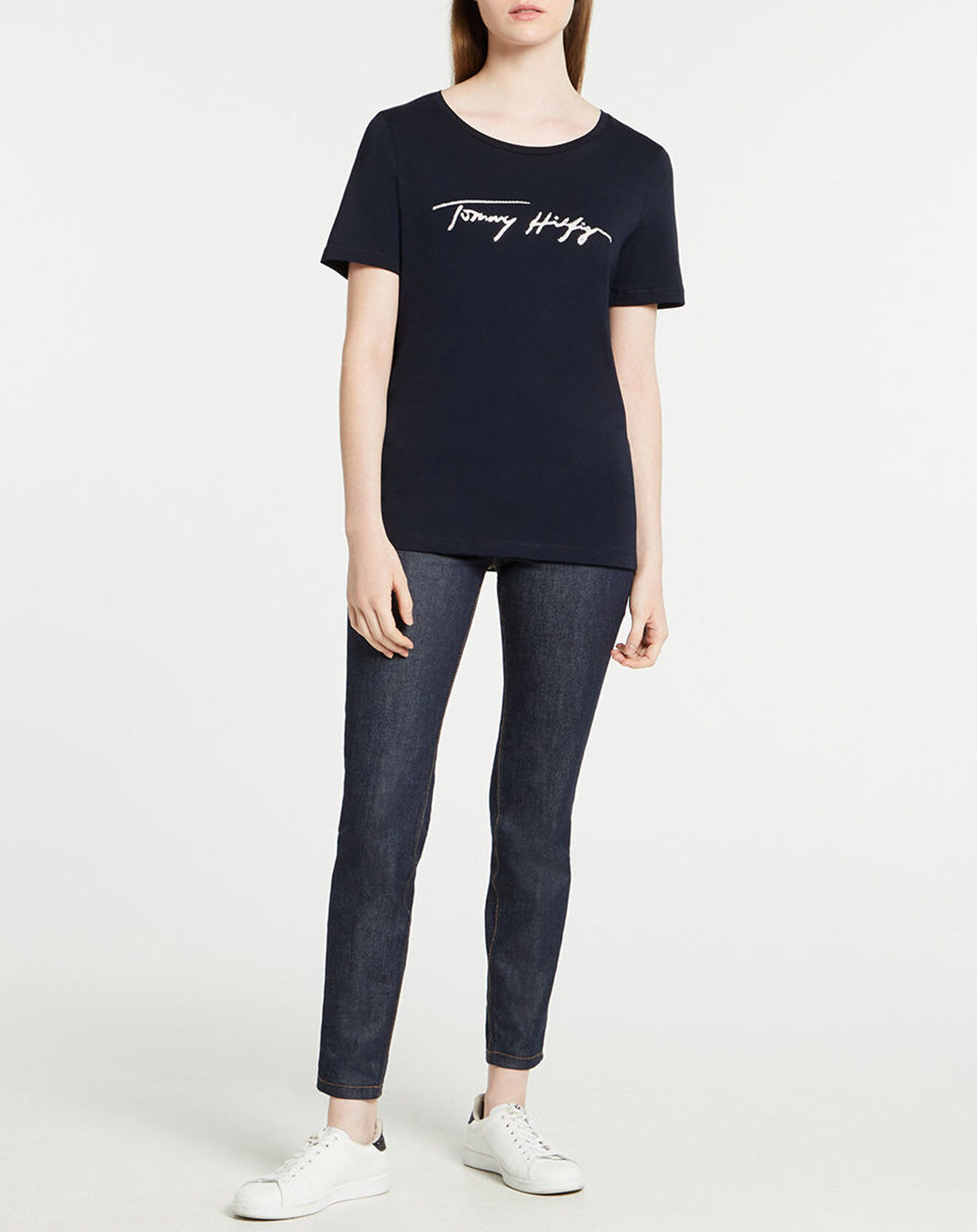 Tommy Hilfiger T-Shirt Signature Strass bleu marine