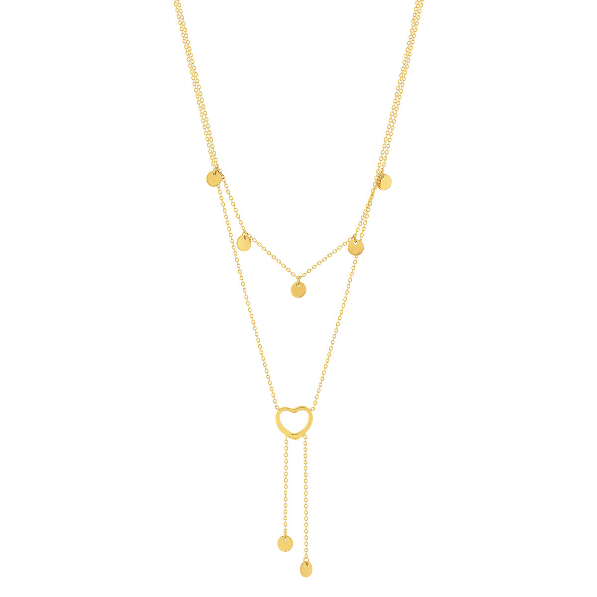 Collier acier doré 2 rangs coeur