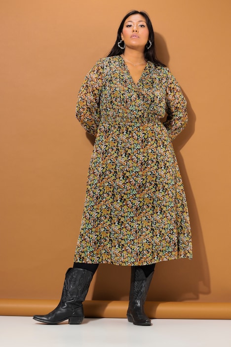 Midikleid, Flower-Minimal, A-Line, elastische Taille