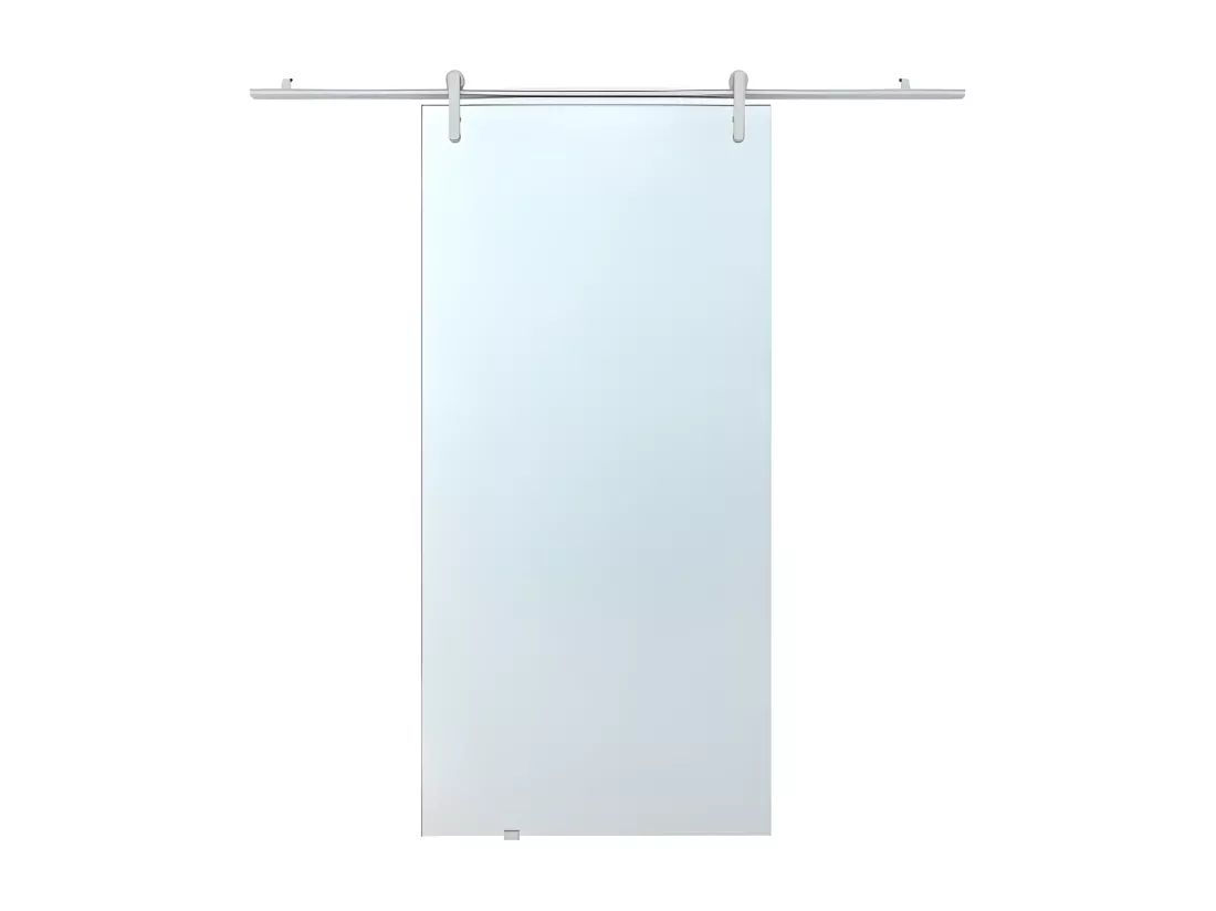 Porte coulissante avec système en applique CLEAVER - H205 x L93 cm - Verre trempé dépoli