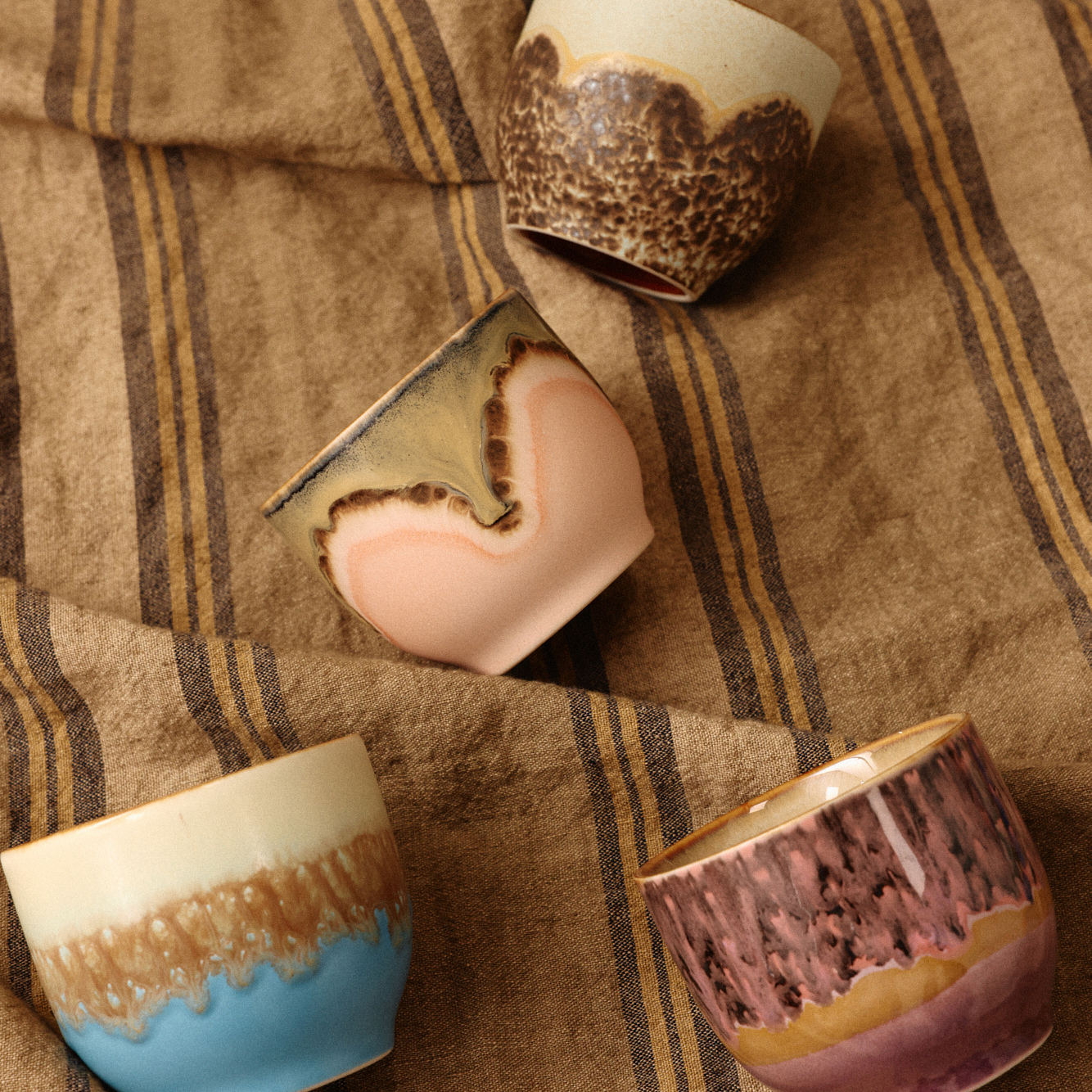 Servies 70's Ceramics Café Cups lagoon - set van 4