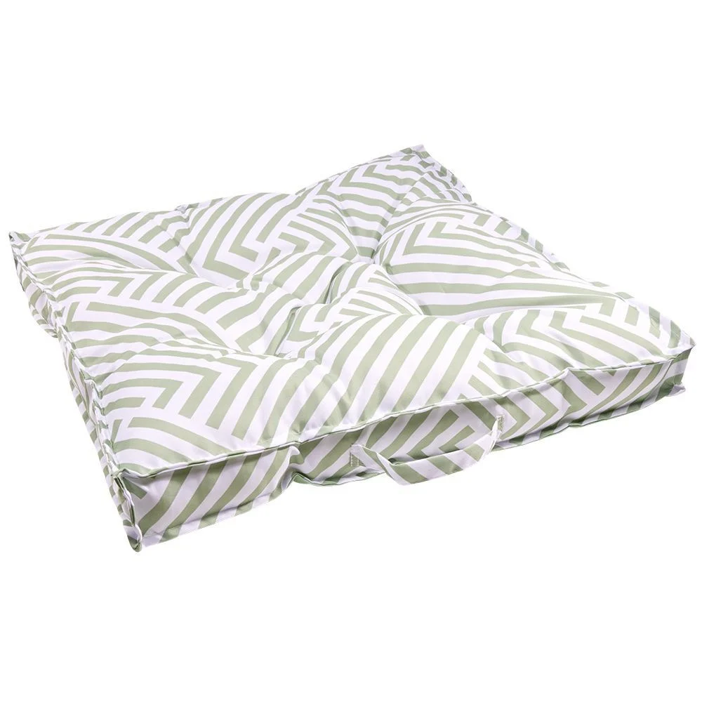 Coussin de dossier salon palette rayé vert et blanc 60x60xép8cm